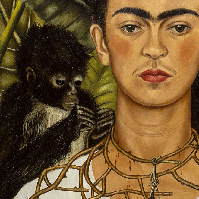 Zoom Sur Autoportrait Au Collier D pines Et Colibri De Frida Kahlo Zoom Sur Autoportrait Au Collier D pines Et Colibri De Frida Kahlo