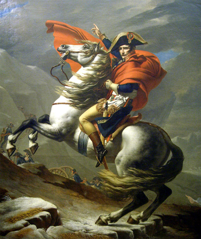 Jacques Louis David, Bonaparte franchissant le Grand-Saint-Bernard, 1801, Musée du Château de Versailles