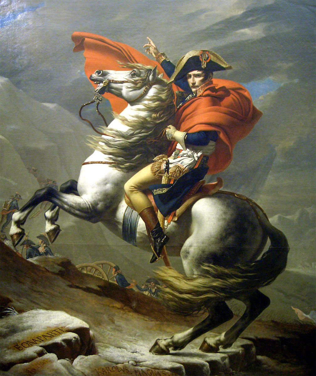 ZOOM SUR Bonaparte franchissant le Grand Saint Bernard, Jacques Louis