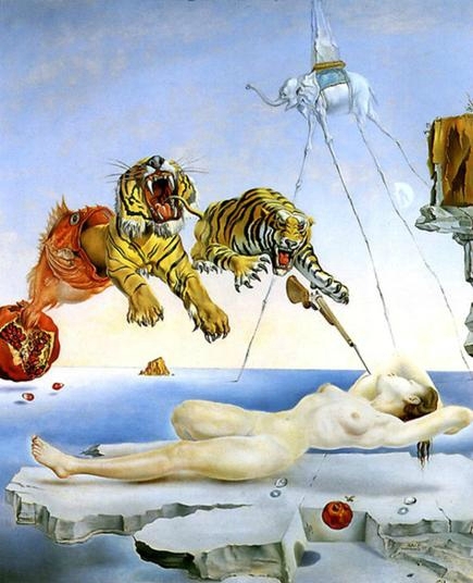 "Rêve causé par le vol d'une abeille autour d'une grenade, une seconde avant l'éveil" de Salvador Dalí