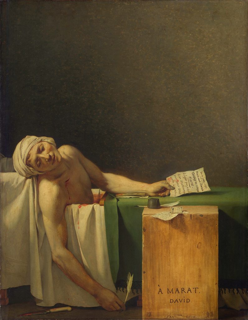 La mort de Marat de Jacques-Louis David, 1793