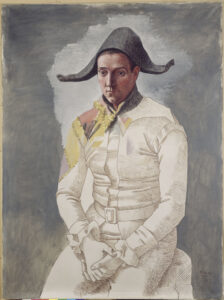 Seated Harlequin by Pablo Picasso