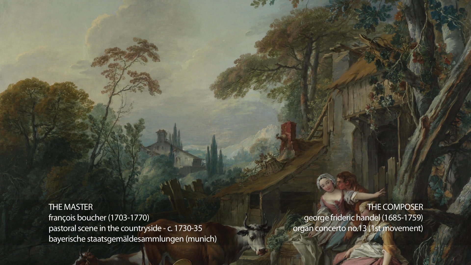François Boucher & Haendel - Pastoral scene in the countryside