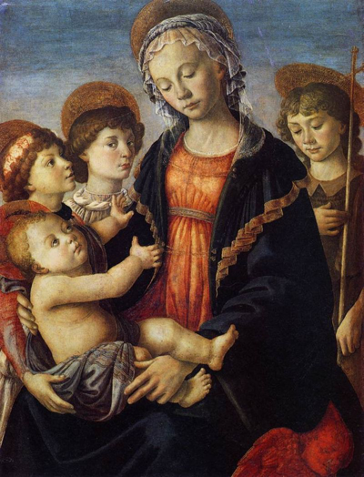 Sandro Botticelli, Vierge à l’enfant, jeune Saint Jean et deux anges