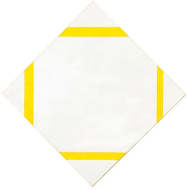 Huile sur toile fond blanc et contour jaune à l'intérieur