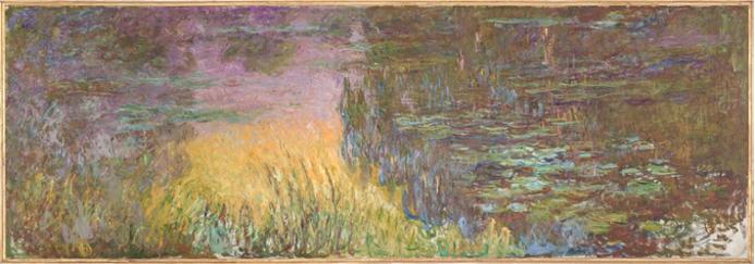 Claude Monet Soleil couchant Les Nymphéas, 1914-1926, panneau à l’huile sur toile marouflée sur le mur