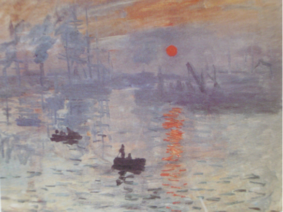 Tableau dépaginant un soleil levant dans un port - courant impressionniste