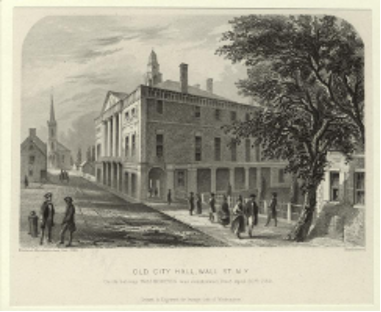 Drawing depicting the Federal Hall in 1789