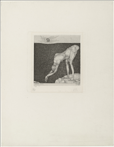 Paul Klee, Un homme coulant devant la couronne (Ein Mann versinkt vor der Krone), Inventions (Inventionen), 1904, eau-forte et aquatinte, New York, MoMA 