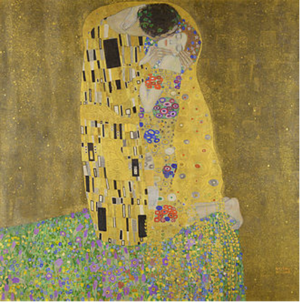 Gustav Klimt, Le Baiser (Der Kuss), 1907-1908, huile sur toileavec feuilles d’or, d’argent et de platine, 180 x 180 cm, Vienne, Österreichische Galerie Belvédère