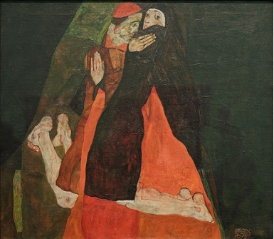 Egon Schiele, Le Cardinal et le Nonne, 1912, huile sur toile, 70 x 80,5 cm, Vienne, musée Leopold