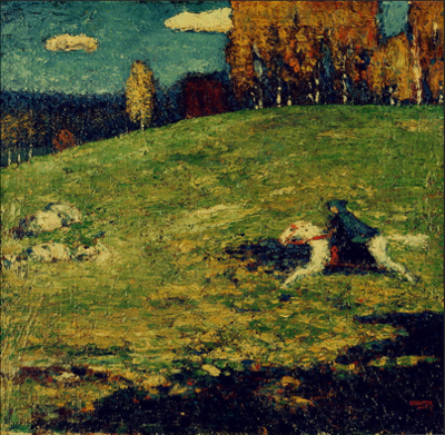 Vassily Kandinsky, Le Cavalier Bleu, 1903, huile sur toile, 62,1 x 54,6 cm, Zurich, Fondation E.G Bührle