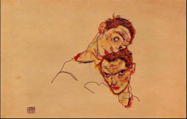 Egon Schiele, Les Ermites (Die Eremiten), 1912, huile sur toile, 181 x 181 cm, Vienne, musée Leopold