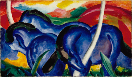 Franz Marc, Les grands chevaux bleus, 1911, huile sur toile, États-Unis, Minneapolis, Walker Art Center  