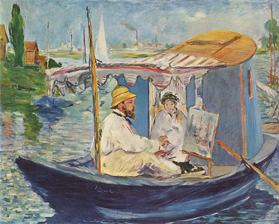 Tableau dépaginant Claude Monet entrain de peindre sur une braque