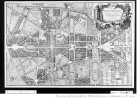 Map of Versailles in black and white