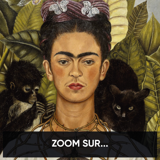 Zoom sur... Autoportrait au collier d'épines et colibri de Frida Kahlo.